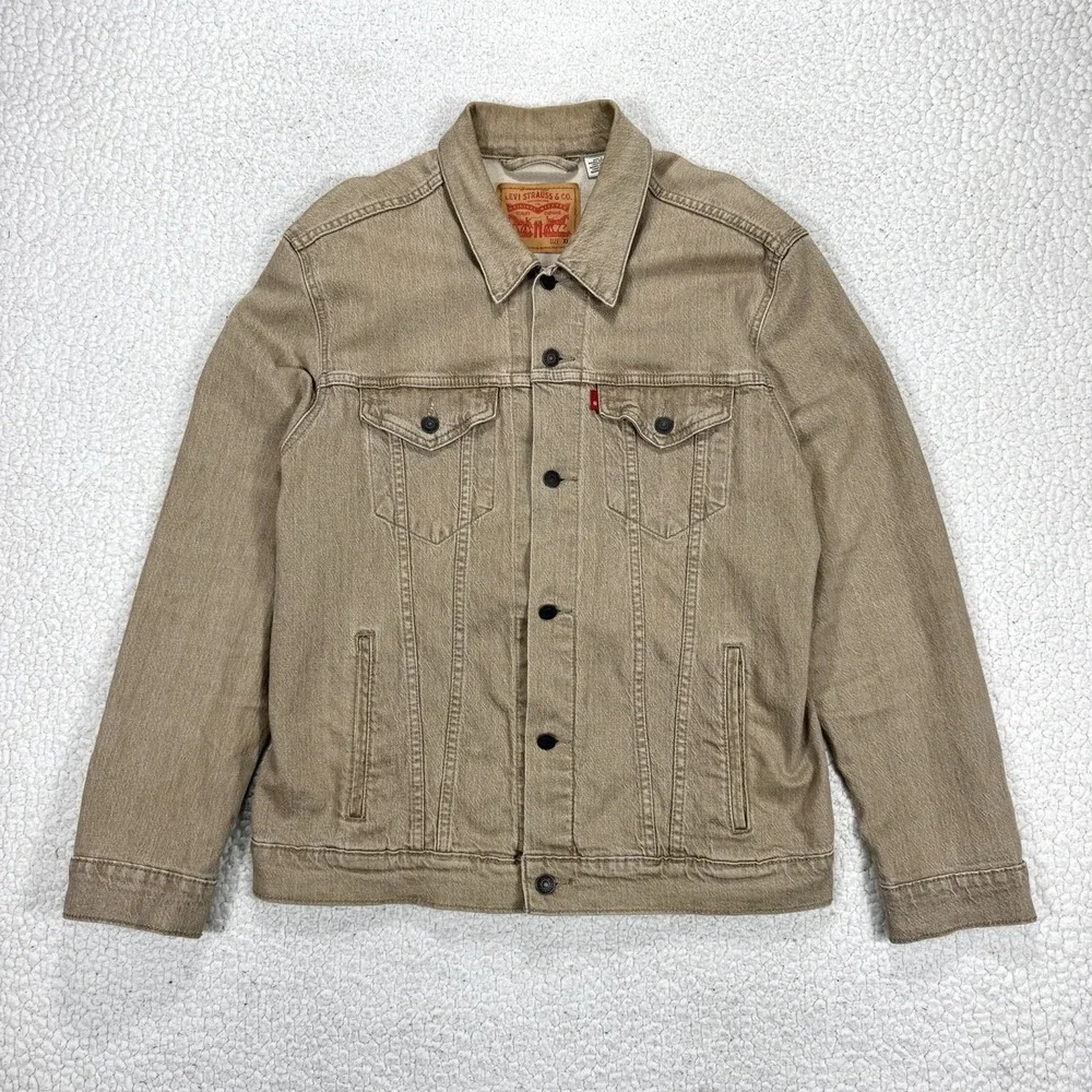 Levi's Trucker Jacket Men's XL Tan Brown Denim Western Streetwear Workwear